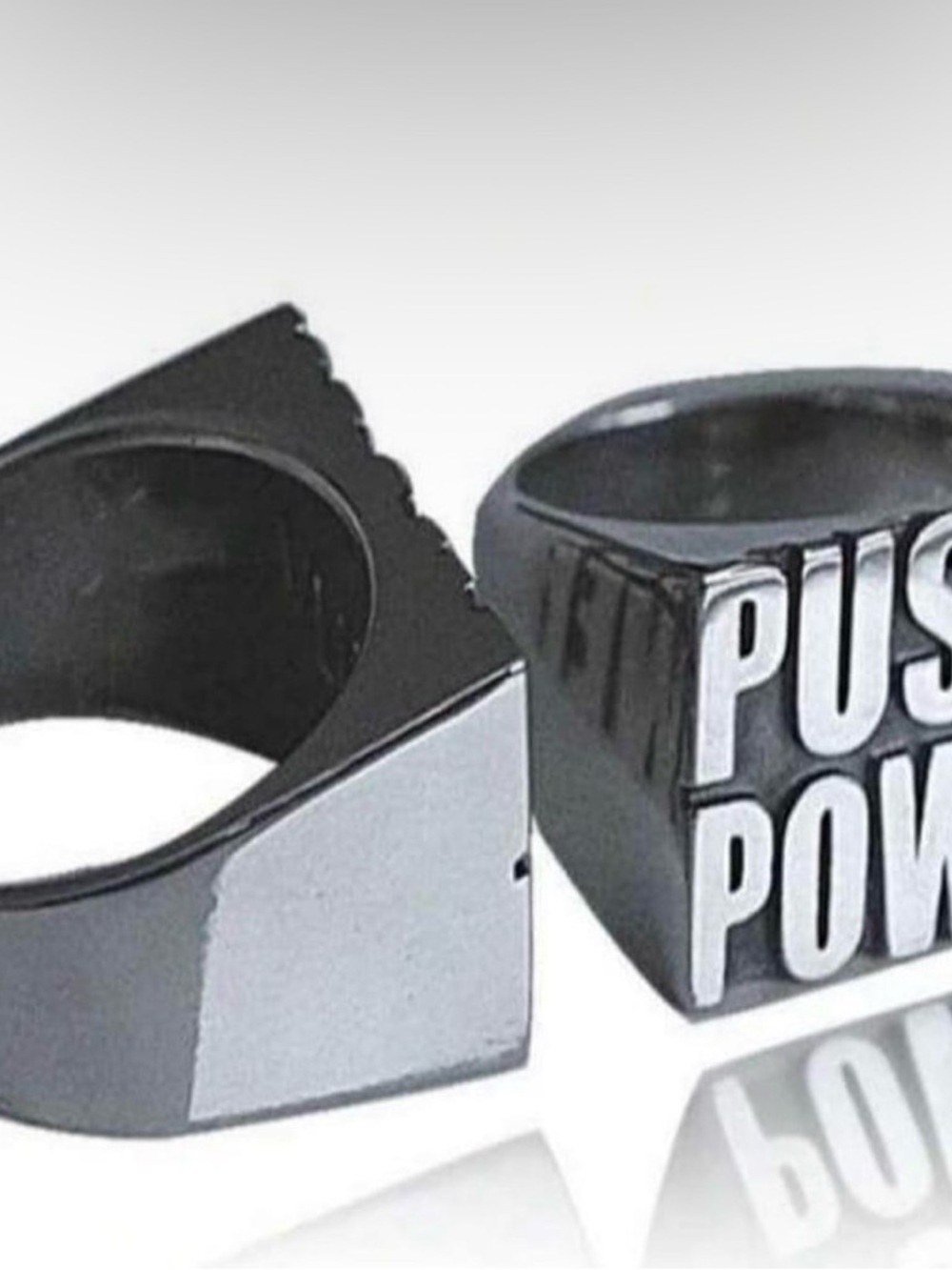 Hot Topic Black & Silver Push Power Statement Ring